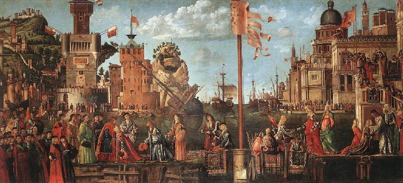 CARPACCIO, Vittore Meeting of the Betrothed Couple and the Departure of the Pilgrims France oil painting art